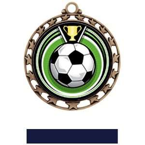  Soccer Eclipse Insert Medal M 4401 BRONZE MEDAL/NAVY 