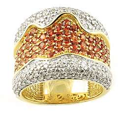 14k Yellow Gold Orange Sapphire and 1 1/4ct TDW Diamond Ring (H I, I1 
