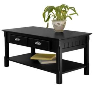 New Winsome Timber Coffee Table w/ Drawer & Shelf Black  