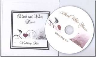 Black and White Hearts Wedding Invitation Kit on CD  