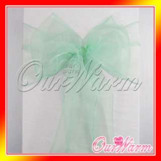 100 Apple Green Chair Organza Sash Bow Wedding Party  