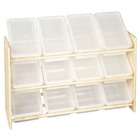   Tier Toy Storage Dowel Rack With 12 Translucent Bins and Lids