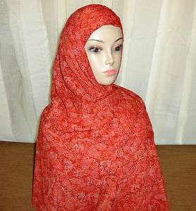 Fancy Hijab 2 Piece Amira Hejab Islamic New Headscarf Long Floral Red 