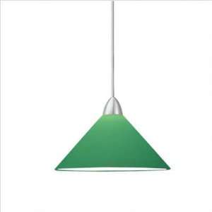  Line Voltage Pendant   Flexrail1, Platinum Finish with Green Glass