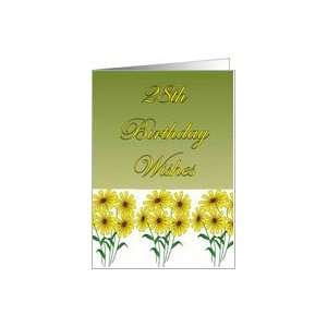  28th Birthday Wishes, yellow daisies on green Card Toys 