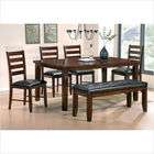 Linon Chelsea Dining Nook Set in Walnut (6 Pieces)