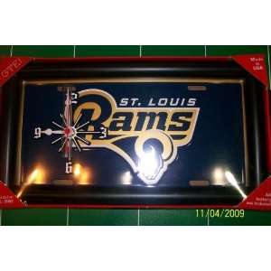 St Louis Rams Collectible License Plate Clock Frame
