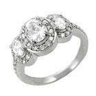   Jewels Sterling Silver Three Stone Cubic Zirconia Pave Ring (Size 7
