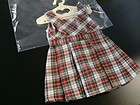   GIRL DOLL CLOTHES   VERY NICE   1 PIECE   LONG PLAID WITH COAT HANGER