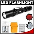 LD20 LED Waterproof Torch Flashlight + Belt Clip + Holster + Batteries 