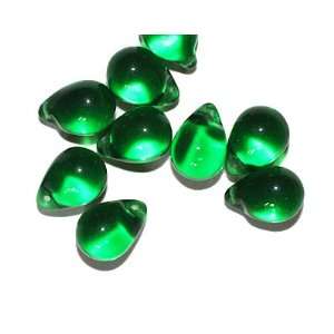    Emerald Pear Drop Czech Pressed Glass Beads Arts, Crafts & Sewing