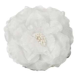 e4Hats Organza Silk Sheer Flower with Pin and Clip   White at  