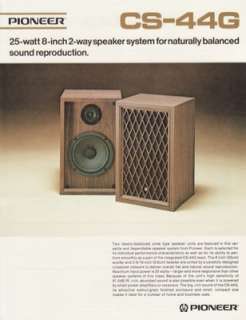 Pioneer CS 44G Speaker Brochure 1974  