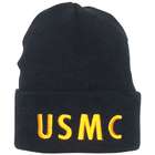 Outdoor Black/Gold USMC Embroidered Winter Warm Watch Cap   USA Made 