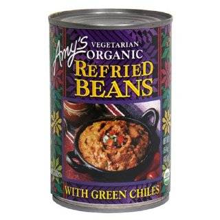 Amys Organic Refried Beans with Mild Green Chiles, 15.4 Ounce Cans 