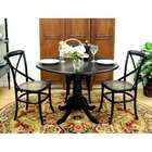   Round Drop Leaf 3 Piece Dining Table Set in Distressed Antique Black
