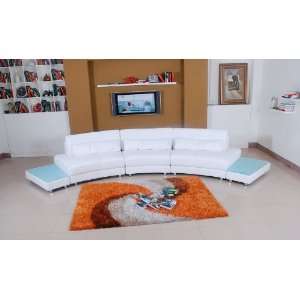   Semi circular White Bonded Leather Sectional Sofa