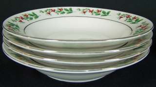 Gibson Holiday Charm 4 Soup Cereal Bowls Holly  