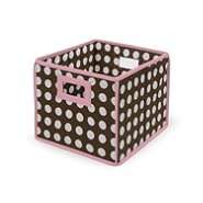 Badger Basket Brown Polka Dot with Pink Trim Folding Storage Cube at 