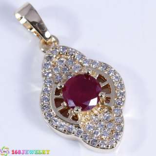 BF1569 PENDANT RED RUBY 18K GOLD&SILVER 168JEWELRY  
