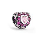 Bling Jewelry 925 Sterling Silver Red CZ Heart Bead Pandora Compatible