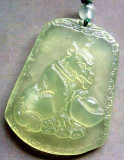 Green Jade Lucky Dog Money Amulet Pendant  
