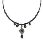 Jewelry Adviser necklaces Black plated Black & Clear Crystal Pendant 
