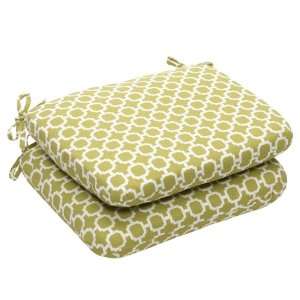  Pillow Perfect Outdoor Green/White Geometric Round Seat 