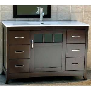  48 Bathroom Vanity Cabinet with Ceramic Top Sink & Nickel 