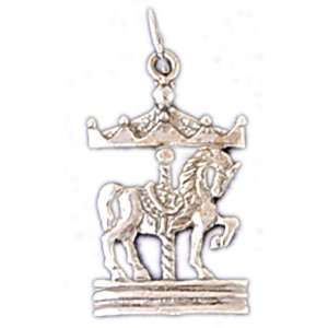  14kt White Gold Carousel Horse Pendant Jewelry