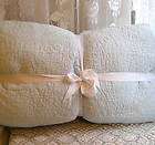 Shabby Beach cottage chic BLUE quilt throw PILLOW