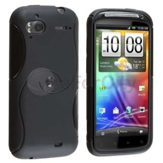 Black TPU Rubber Gel Hard S Curve Case Cover+LCD For T Mobile HTC 
