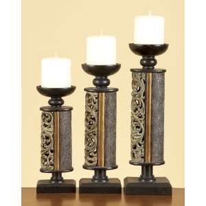  Polyresin Candle Holder S/3 14,12, 10H