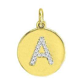 Gold Diamond Initial Disc Pendant Charm Letters A Z New  