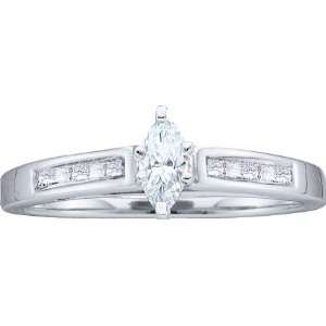   Gold .25ct Princess Marquise Cut Diamond Engagement Wedding Band Ring