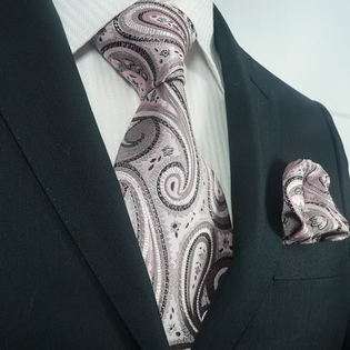 New Mens Paisley Pink 100% Silk Neck Tie Set # 74G  The Dapper Tie 