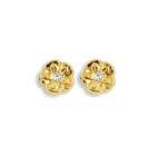 vistabella solid 14k yellow gold polished flower cz stud earrings
