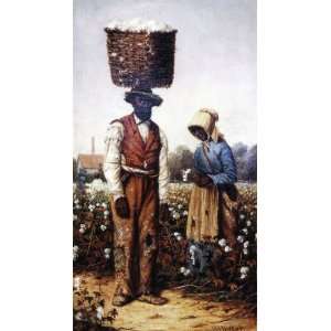  Negro Couple in Cotton Field, Woman with Yellow Bonnet 