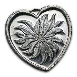    .999 Fine Silver Heart 1/2 oz   Poinsettia 