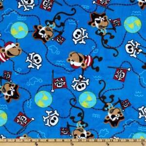  60 Wide Minky Pirate Monkey Cuddle Azure Fabric By The 