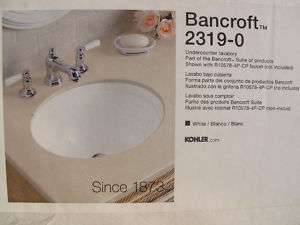 kohler bath vanity lavatory sink undermount 17x14 white  
