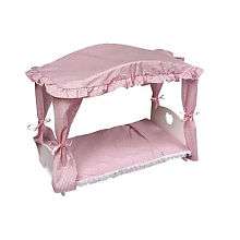 Canopy Doll Bed with Pink Gingham Bedding   Badger Basket Toys   Toys 