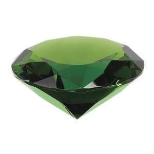   Green Crystal Glass Diamond Shaped Paperweight 2.25