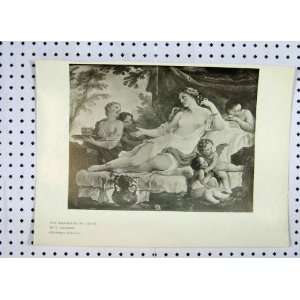 1904 Woman Children Awakening Venus Natoire Old Print  