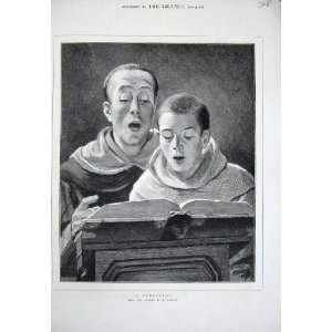 1882 Roberts Fine Art Man Boy Rehearsal Singing Book 