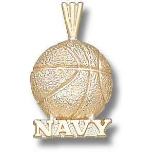 Navy Midshipmen Solid 14K Gold NAVY Basketball Pendant 