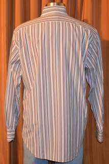 TAILORBYRD LONG SLEEVE BROWN PINK CASUAL STRIPE 100% 2 PLY COTTON 