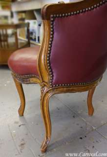 Antique Walnut Louis XV Leather Accent Corner Chair  