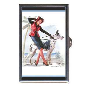  PIN UP GIRL HARLEQUIN GREAT DANE DOG Coin, Mint or Pill 