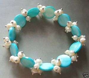 Natural Sea Shell Beads Elastic Bracelet  